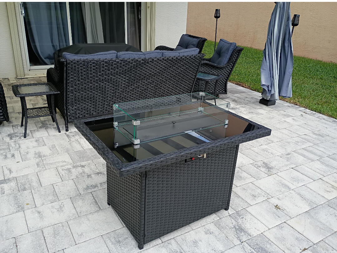 Patio furniture assembly fire pit assembly