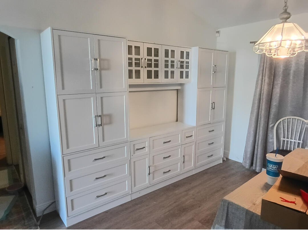 Wall unit shelving system China cabinet assembly